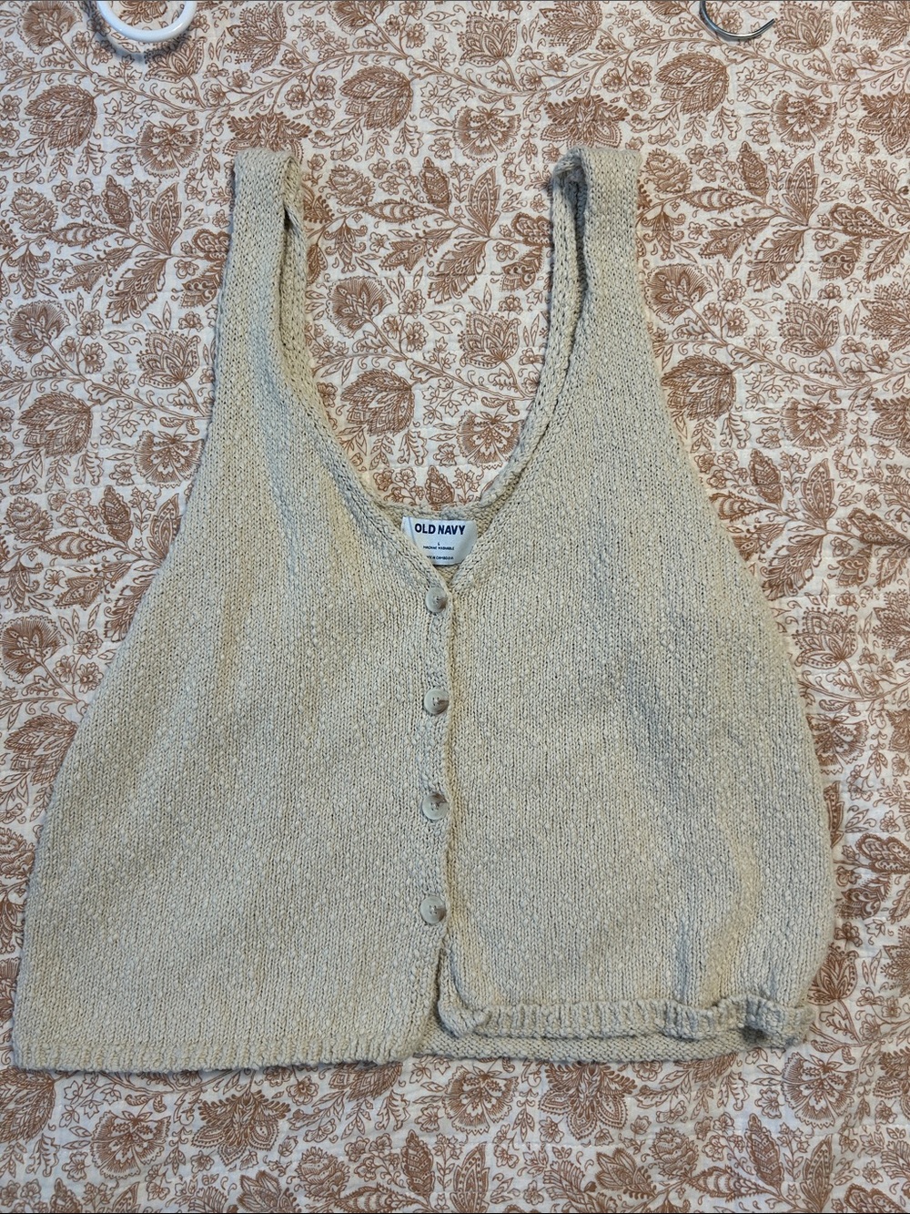 Old Navy Cream Button-Front Knit Cropped Tank